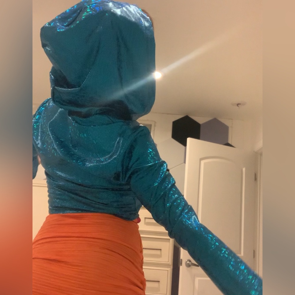 Electric Styles Sparkly Blue Party Crop Hoody